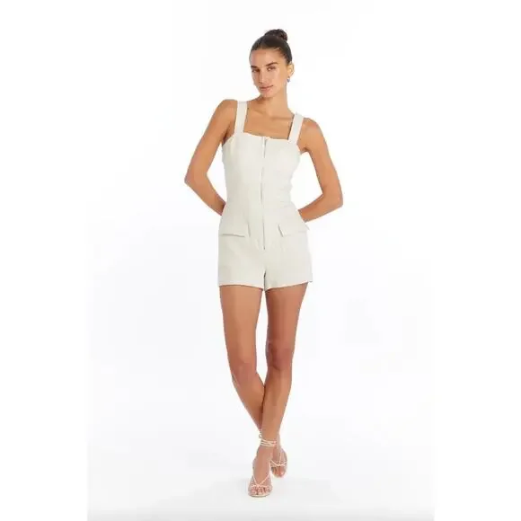 Amanda Uprichard Gage Linen Blend Romper - Large - NWT